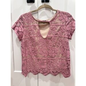 Express Pink‎ Lave Cut Short Sleeve S